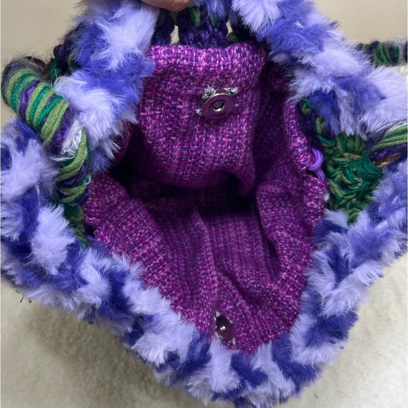 Handcrafted Green and Purple Crochet Bag - Picture 10 of 12